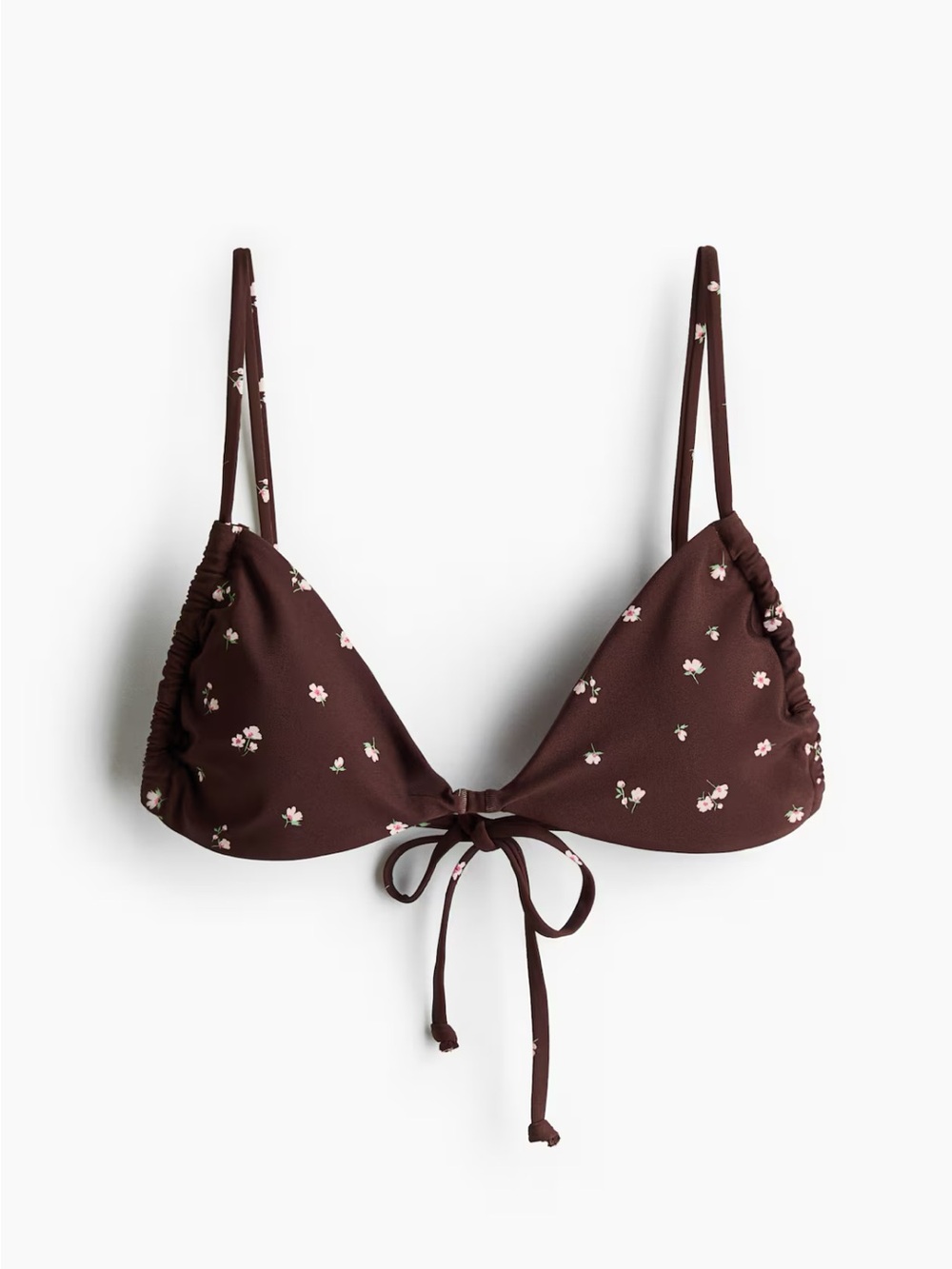 H&M Brown Floral Tie-Front Triangle Bikini Top - NWT! Bottoms for sale too!